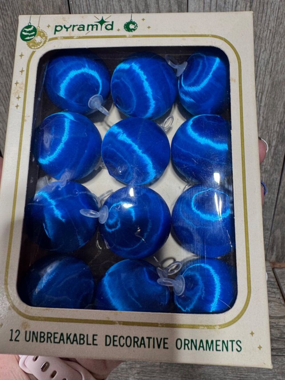 Pyramid Satin-Sheen 12 Blue Unbreakable Christmas Tree  Hanaoka Ball Ornaments 1